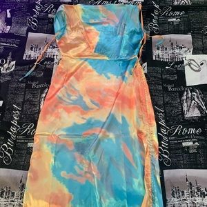 Tie dye ruched dress